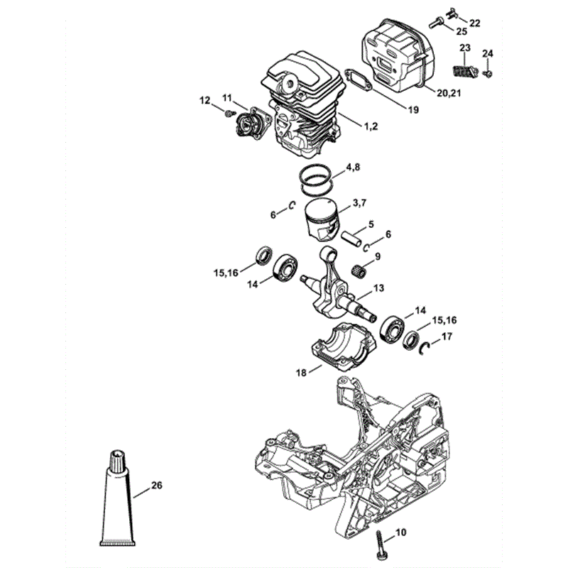 Stihl MS 231 Chainsaw (MS231 Z) Parts Diagram, Cylinder