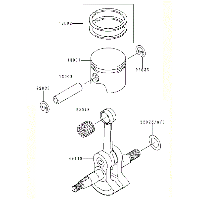 Kawasaki KBL26A (HA026F-AS51) Parts Diagram, PISTON/CRANKSHAFT