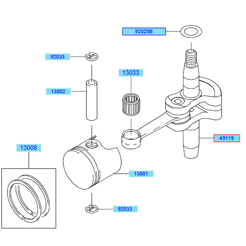 Kawasaki KHT600D (HB600D-AS50) Parts Diagram, Piston - Crankshaft