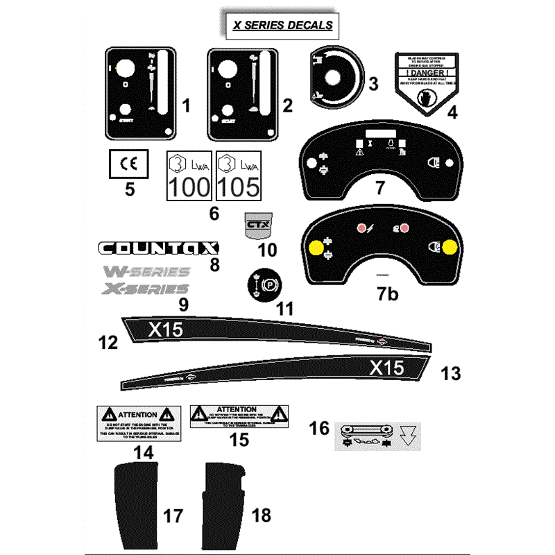 Countax X Series Rider 2011 (2011) Parts Diagram, Decals