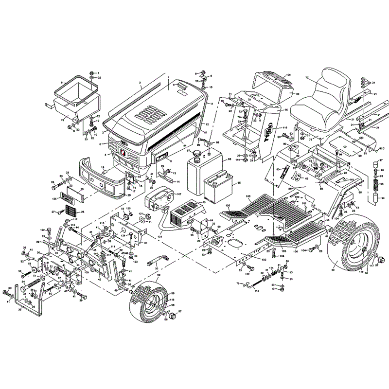 1998 S & T SERIES WESTWOOD TRACTORS (T1600-36) Parts Diagram, Tractor Chassis and Upper Body Panels