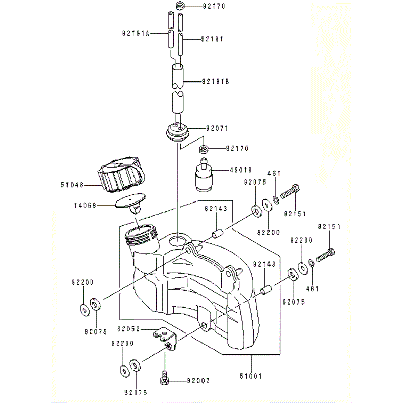 Kawasaki KHS750A  (HB750A-AS50) Parts Diagram, FUEL-TANK/FUEL-VALVE