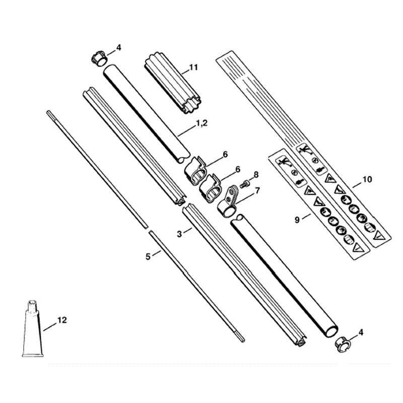 Stihl FS 90 Brushcutter (FS90-R) Parts Diagram, Drive tube assembly