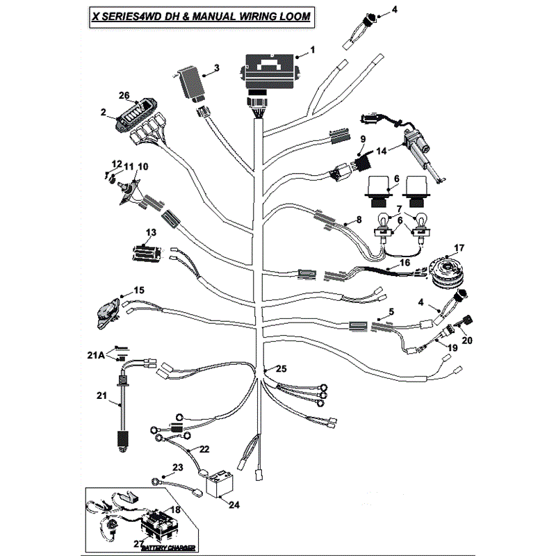Countax X Series Rider 2011 (2011) Parts Diagram, 4WD DH & Manual Wiring Loom