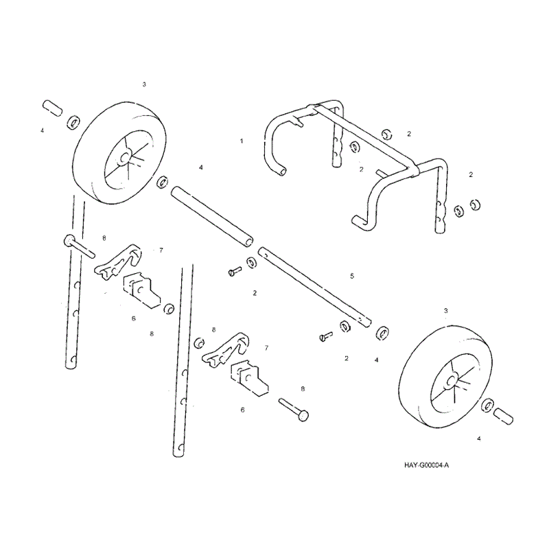 Hayter 450 Hover Lawnmower (290341 - A341 4.5HP 20 Inch) Parts Diagram, Kit - Undercarriage - Transport Wheel