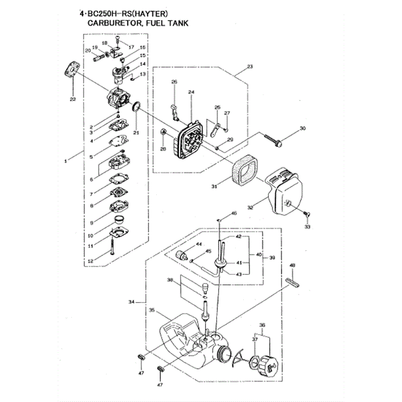 Hayter 462C Brushcutter (462C) Parts Diagram, Carburetor- Fuel Tank