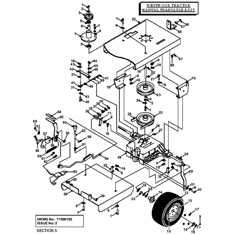 Westwood 2000 - 2001 S&T Series Lawn Tractors (2000-2001) Parts Diagram, Manual Transaxle Assembly
