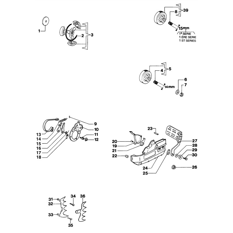 Oleo-Mac 350AF Super (350AF) Parts Diagram, Clutch assy