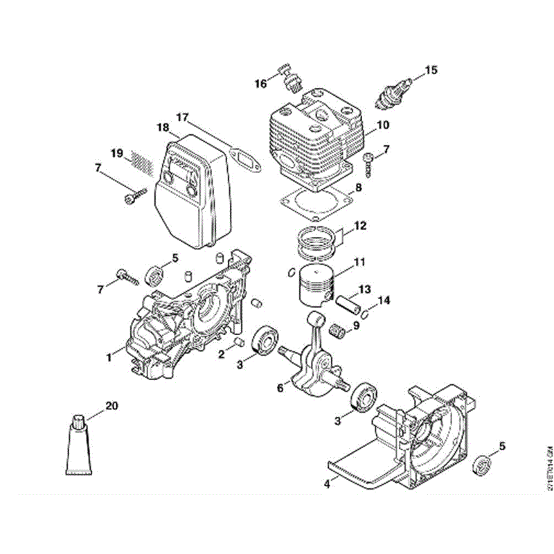 Stihl FR 450 Backpack Brushcutter (FR 450) Parts Diagram, A-Crankcase