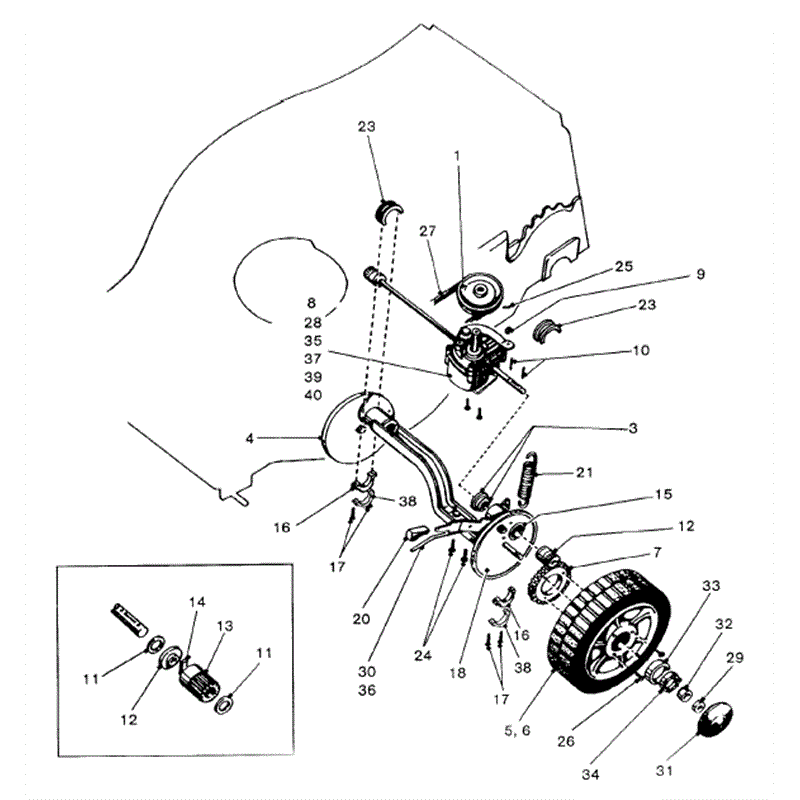 Hayter Hunter 46 (326001313-326099999) Parts Diagram, 2 Stroke Autodrive Rear Axle Assembly