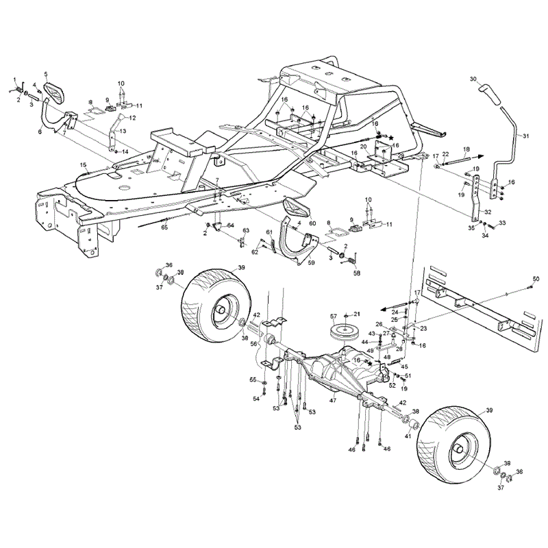 Hayter RS14/82 (14/32) (148B001001-148B099999) Parts Diagram, Rear Axle & Control Pedals