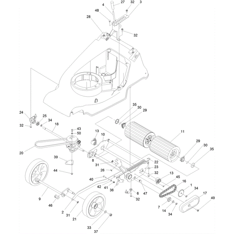 Hayter Harrier 41 (375) Autodrive VS B&S Lawnmower (375A 402000000 and up ) Parts Diagram, GEARBOX