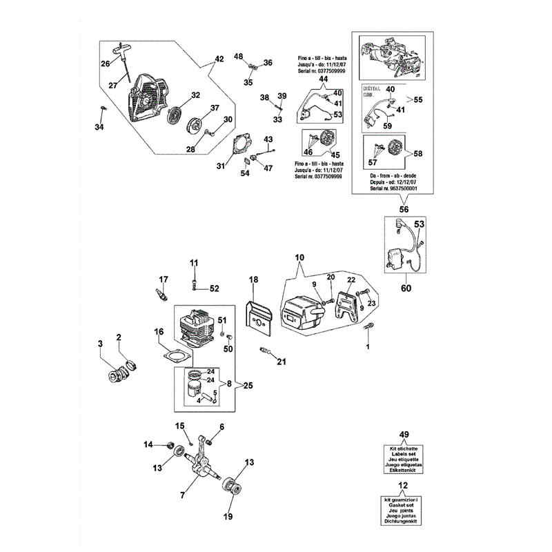 Efco 156 Petrol Chainsaw (2010) Parts Diagram, Page 1
