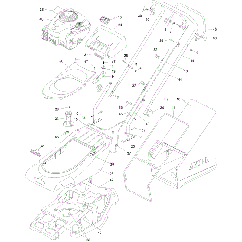 Hayter Spirit 41 Autodrive Rear Roller Lawnmower (619) (619J315000001 and up) Parts Diagram, Upper Assembly