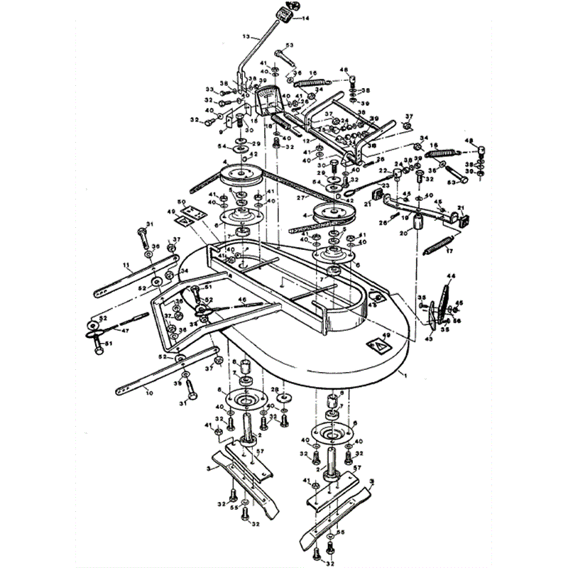 1987 S-T & D SERIES WESTWOOD TRACTORS (1987) Parts Diagram, 36" Standard grass cutter
