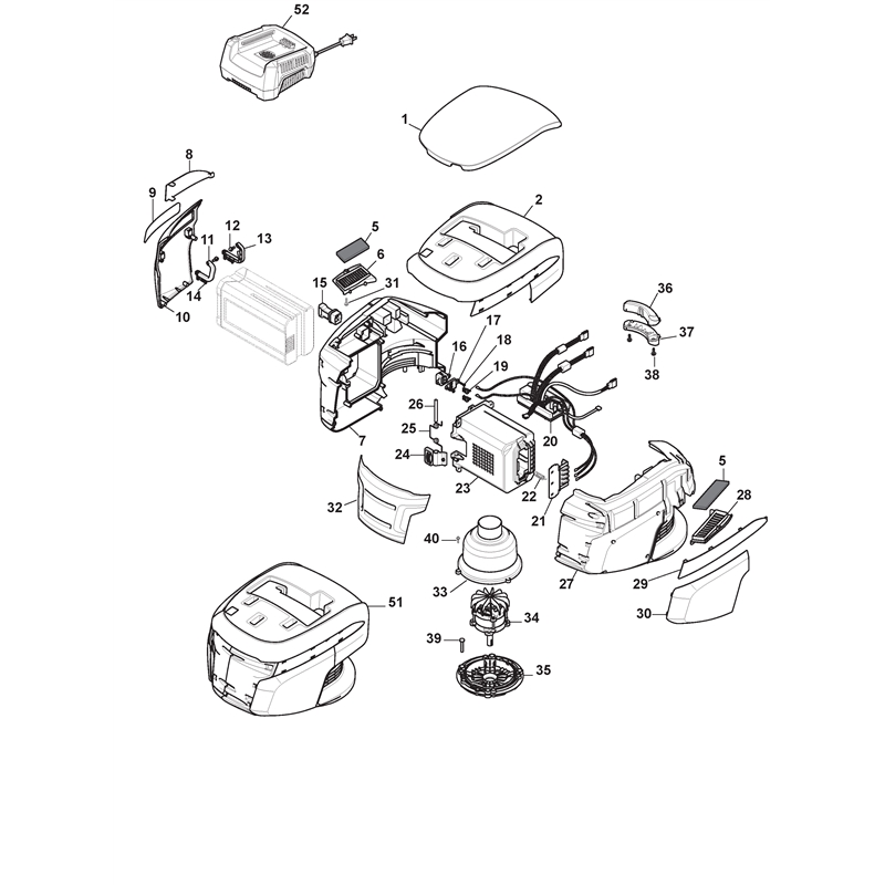 Mountfield S46 PD Li  (2016) (2016) Parts Diagram, Battery Motor Assy