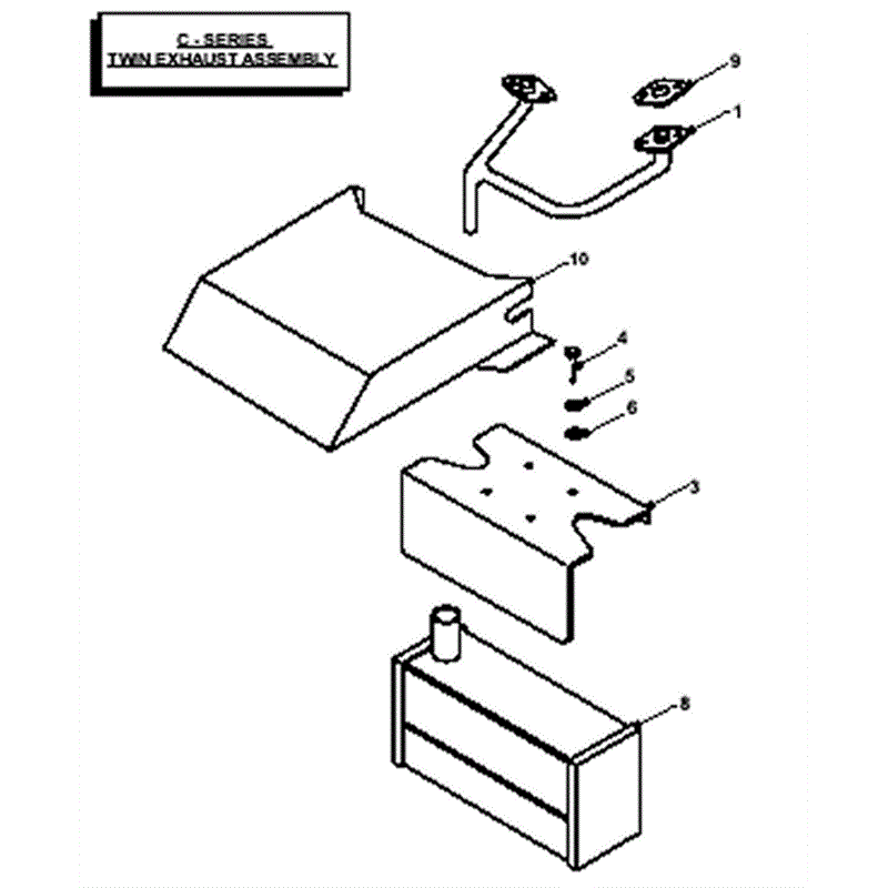 Countax C Series MK 1-2 Before 2000 Lawn Tractor  (Before 2000) Parts Diagram, C600 & C800 Exhaust Assembly