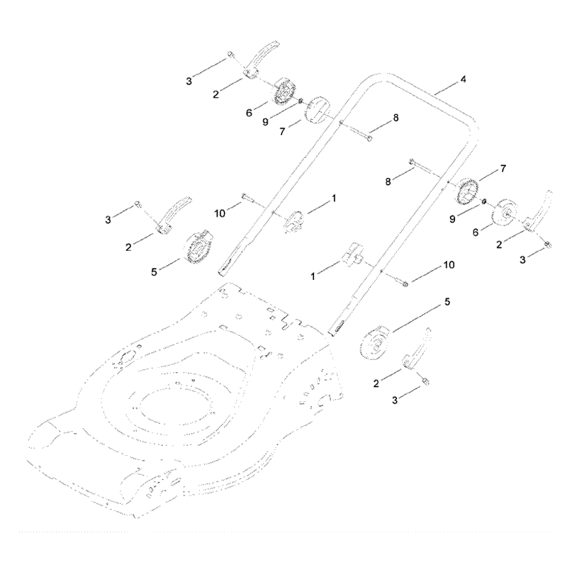 Hayter R48 Recycling (447) (447F310000001 - 447F310999999) Parts Diagram, Lower Handle Assembly