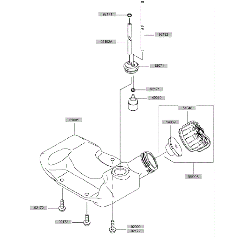 Kawasaki KCL525A (HK525A-AS50) Parts Diagram, Fuel Tank - Fuel Valve