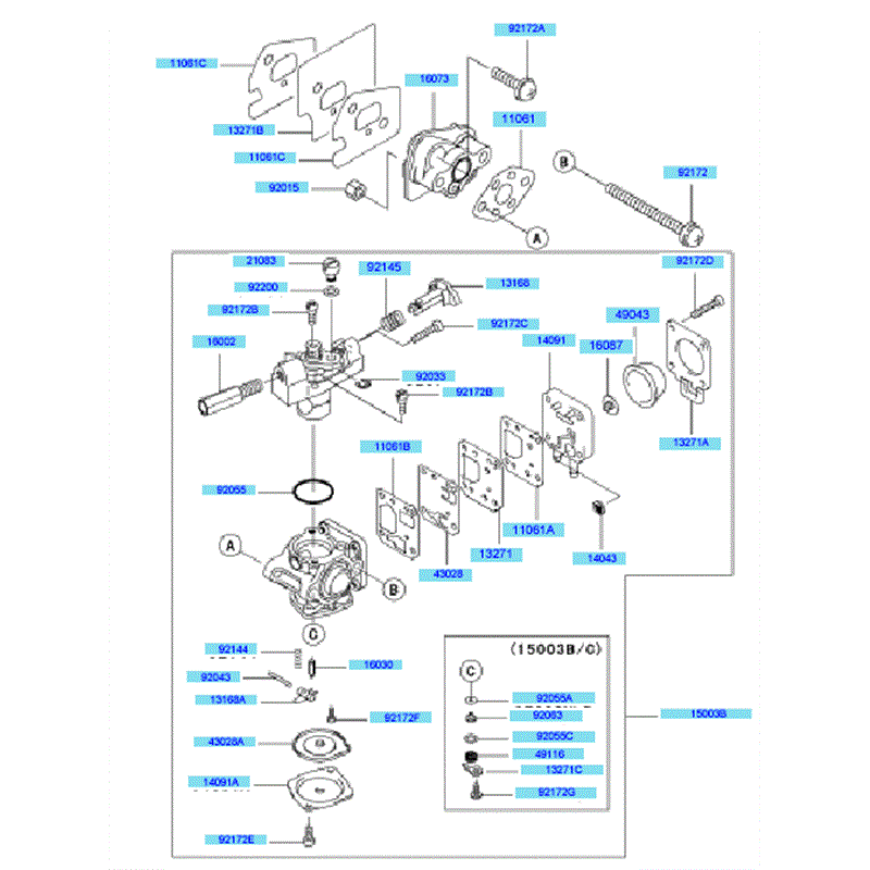 Kawasaki KBH27A  (HA027F-BS50) Parts Diagram, Carburetor