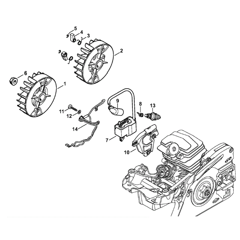 Stihl MS 231 Chainsaw (MS231 Z) Parts Diagram, Ignition System & Wiring Harness