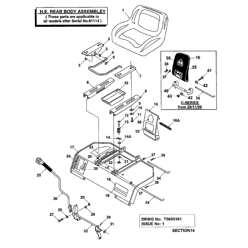 Countax C Series MK 1-2 Before 2000 Lawn Tractor  (Before 2000) Parts Diagram, HE Rear Body Assembly