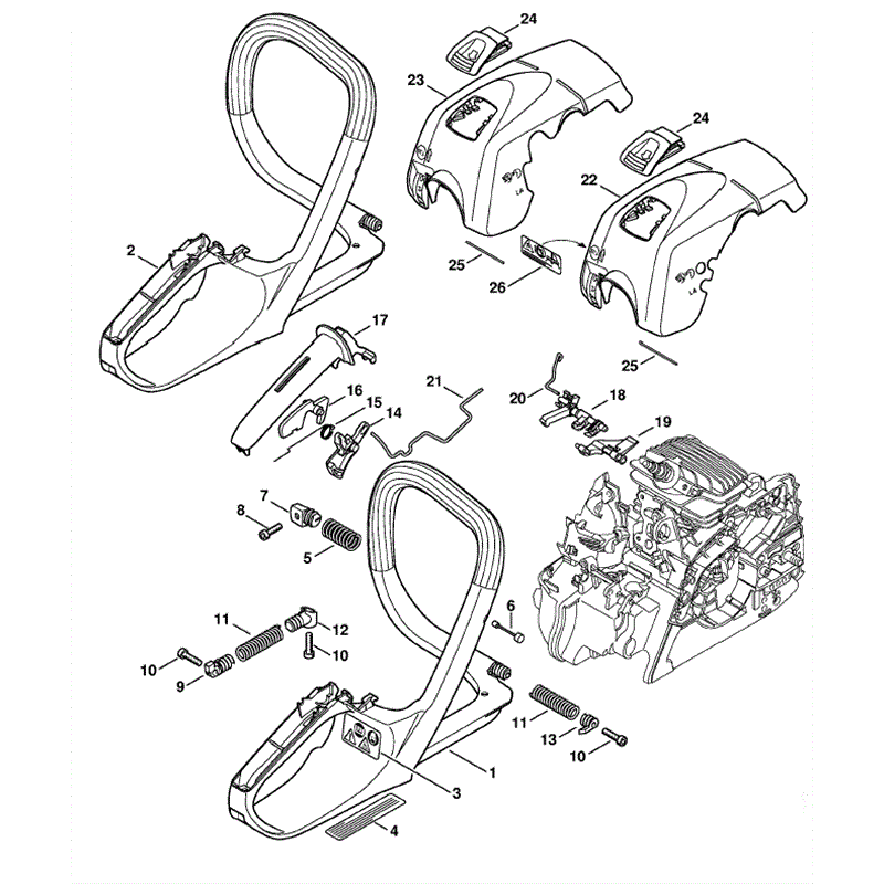 Stihl MS 181 Chainsaw (MS181C-BE) Parts Diagram, Handle frame
