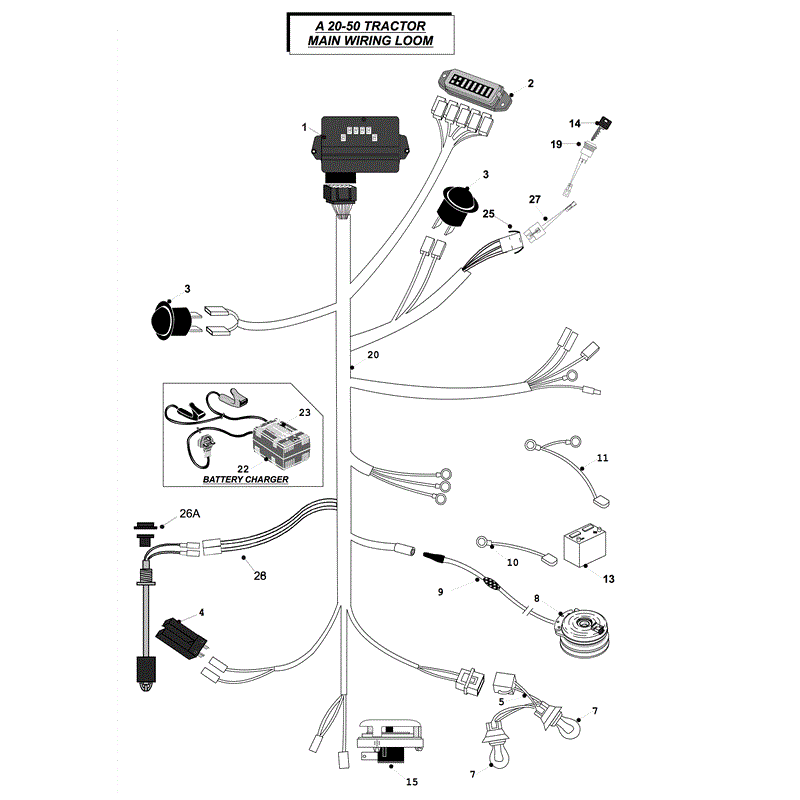 Countax A2050 - 2550 Lawn Tractor 2010 (2010) Parts Diagram, MAIN WIRING LOOM