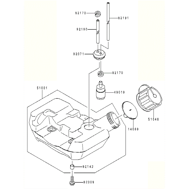 Kawasaki KBL26A (HA026F-AS51) Parts Diagram, FUEL-TANK/FUEL-VALVE