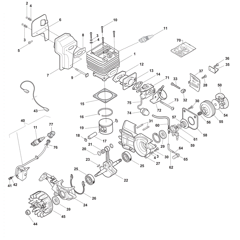 Mountfield MCSP40 Chainsaw 40cc (2012) Parts Diagram, Page 1