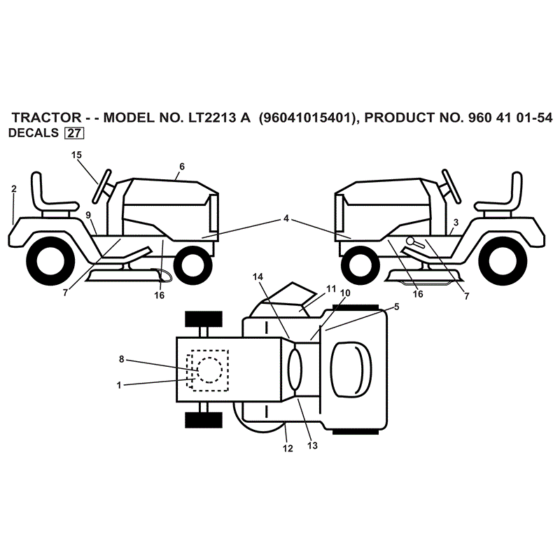 Jonsered LT2213 A (2010) Parts Diagram, Page 1