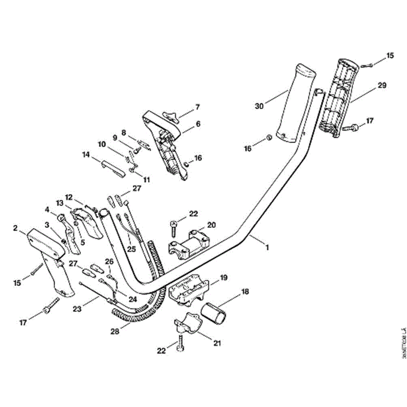 Stihl FS 74 Brushcutter (FS74) Parts Diagram, J-Two-handed handle bar