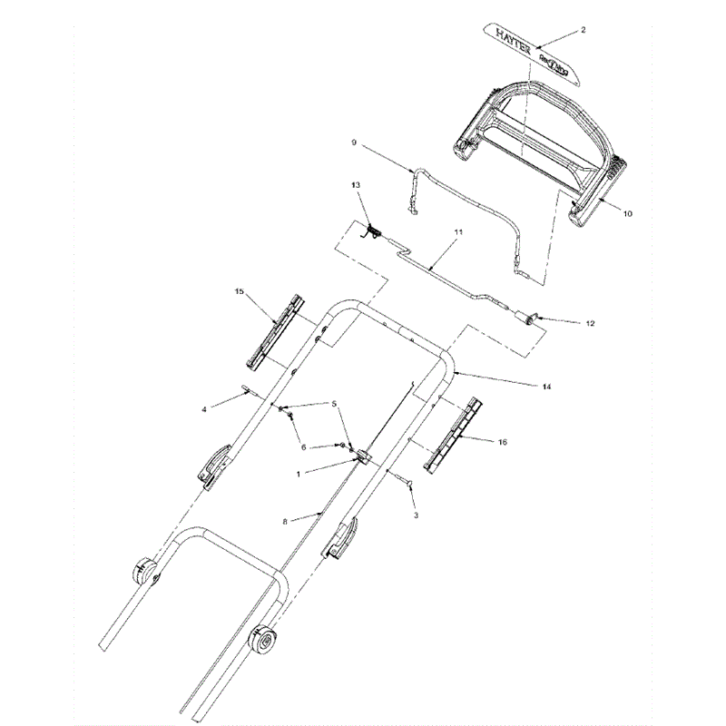 Hayter R48 Recycling (446) (446E280000001-466E290999999) Parts Diagram, Upper Handle Assembly