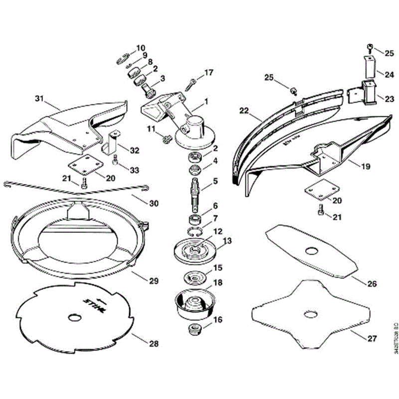 Stihl FS 44 Brushcutter (FS44) Parts Diagram, K-Gear head FS 44