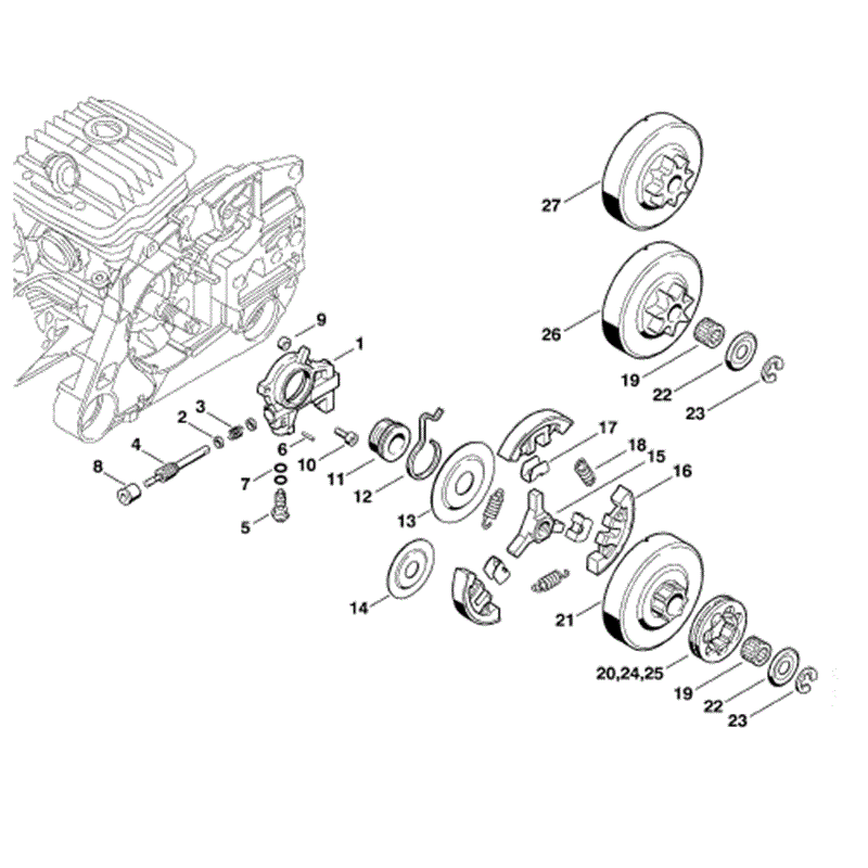 Stihl MS 460 Chainsaw (MS460 C) Parts Diagram, Oil pump - Clutch