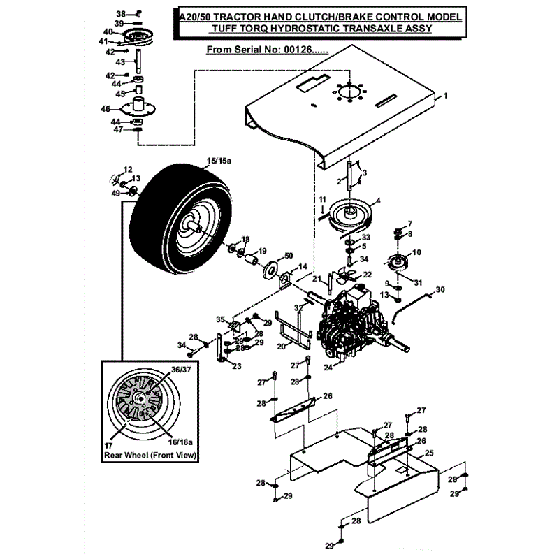 Countax A2050 - A2550 Lawn Tractor 2008 (2008) Parts Diagram, Hand Clutch	 Brake Control Model	 tuff torq Hydrostatic Transaxle assembly