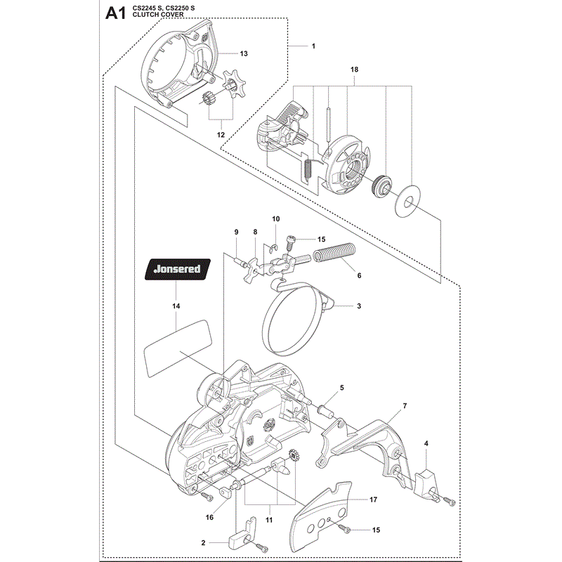 Jonsered 2245S (2009) Parts Diagram, Page 1