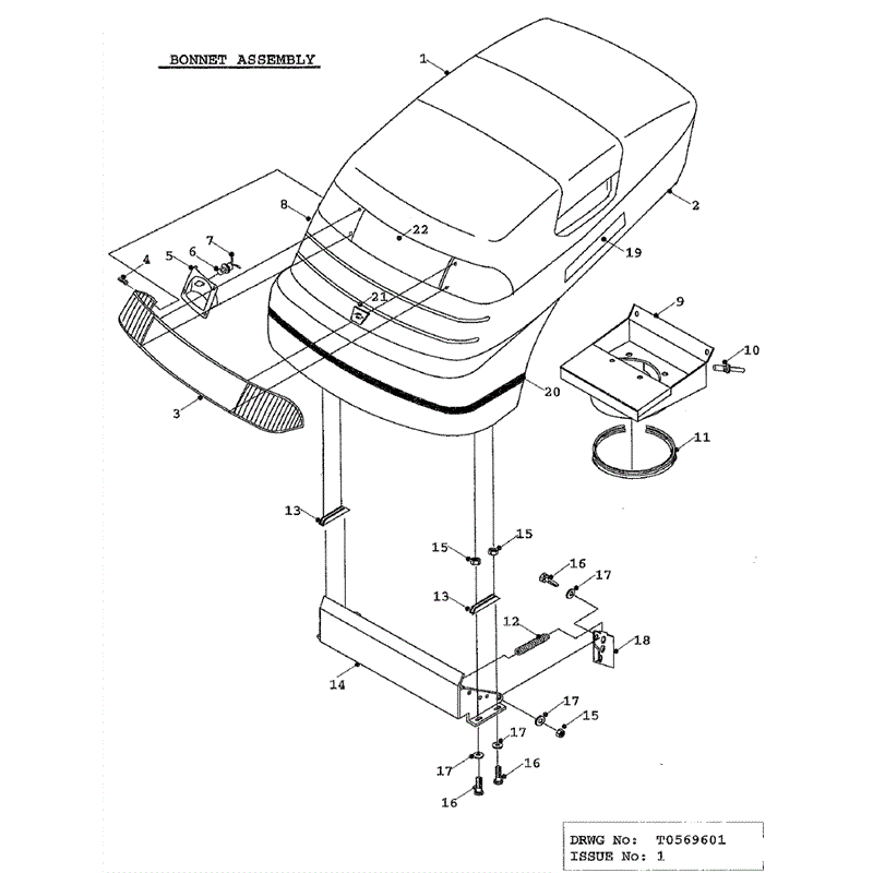 Countax C Series MK 1-2 Before 2000 Lawn Tractor  (Before 2000) Parts Diagram, Bonnet Assembly