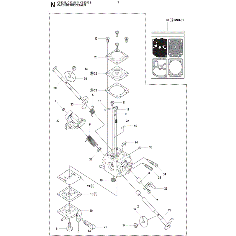 Jonsered 2250S (2009) Parts Diagram, Page 13