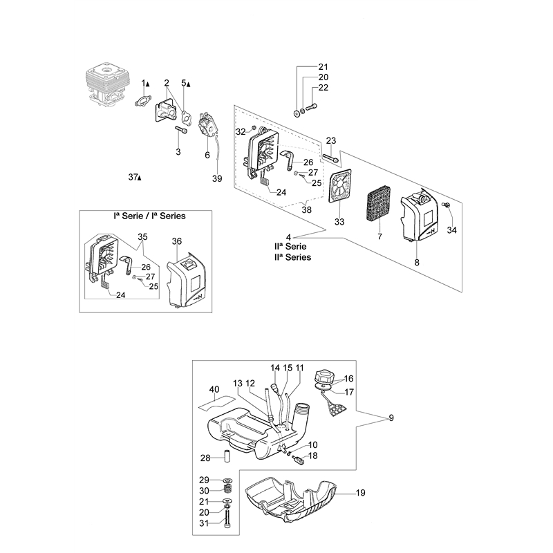 Oleo-Mac SPARTA 44 FE (SPARTA 44 FE) Parts Diagram, Tank and air filter