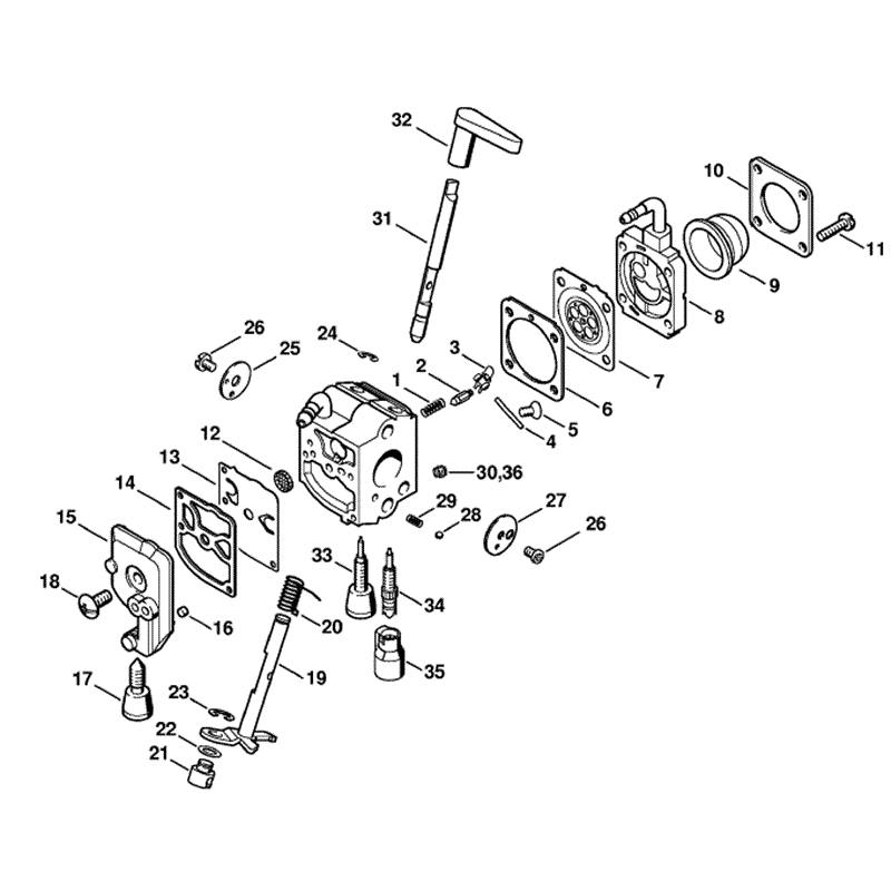 Stihl HS 81 R-Z Petrol Hedgetrimmer (HS81R-Z) Parts Diagram, Carburetor C1QS105