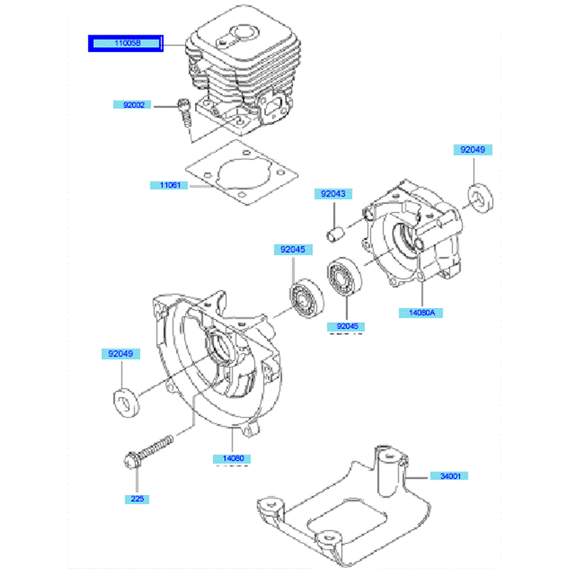 Kawasaki KBH27A  (HA027F-AS50) Parts Diagram, Cylinder	 Crankcase