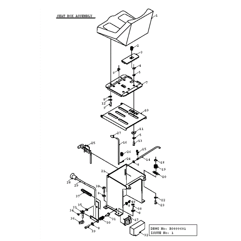 Countax Rider 1995 - 1996 (1995 - 1996) Parts Diagram, seat box parts list