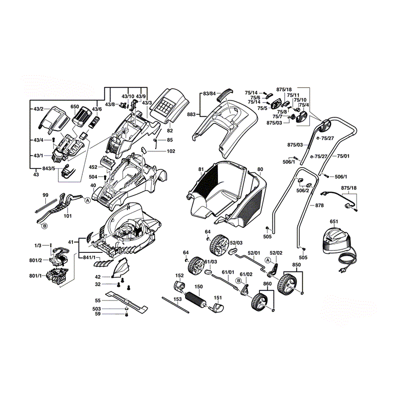 Bosch Rotak 43Li (3600H81K71) Parts Diagram, Page 1