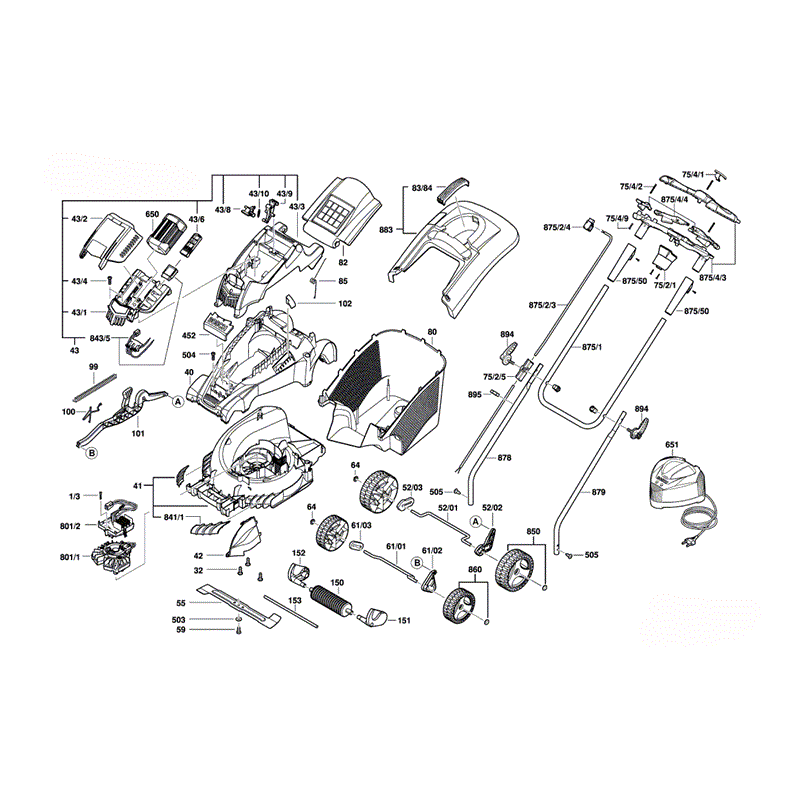 Bosch Rotak 43Li (3600H81870) Parts Diagram, Page 1