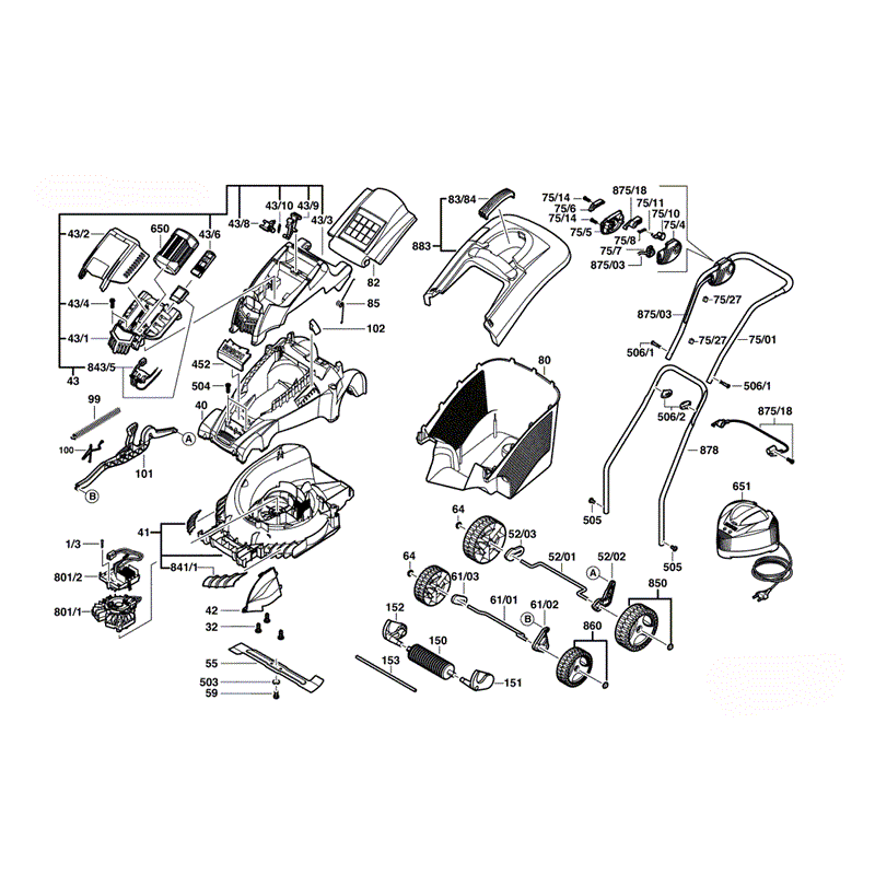 Bosch Rotak 37Li (3600H81J70) Parts Diagram, Page 1