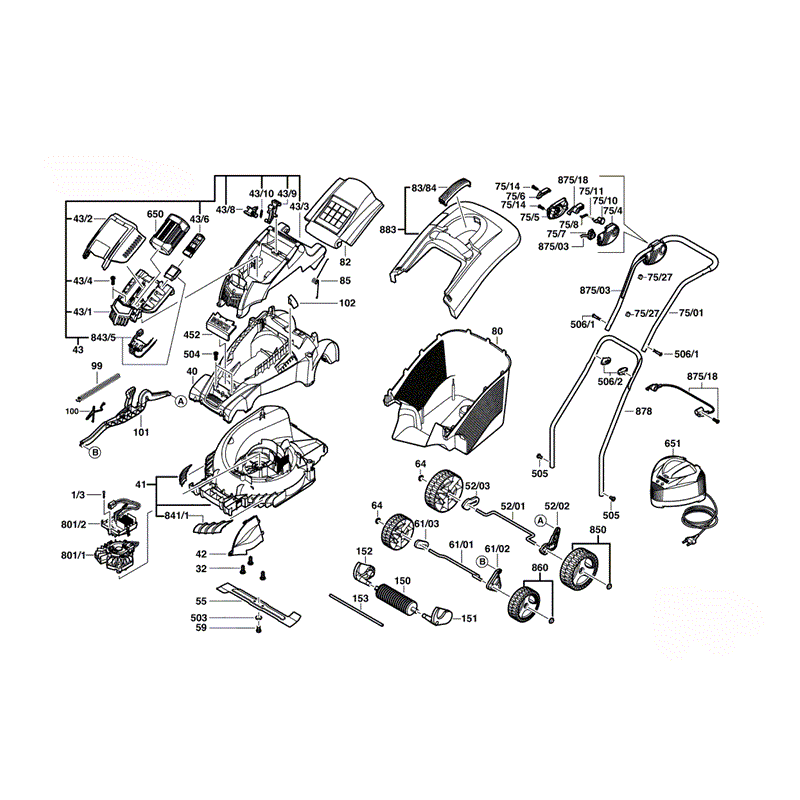 Bosch Rotak 34Li (3600H81E70) Parts Diagram, Page 1