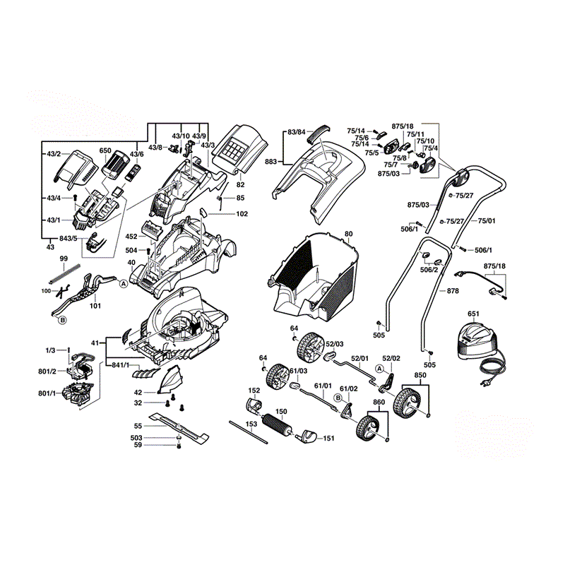 Bosch Rotak 34Li (3600H81E71) Parts Diagram, Page 1