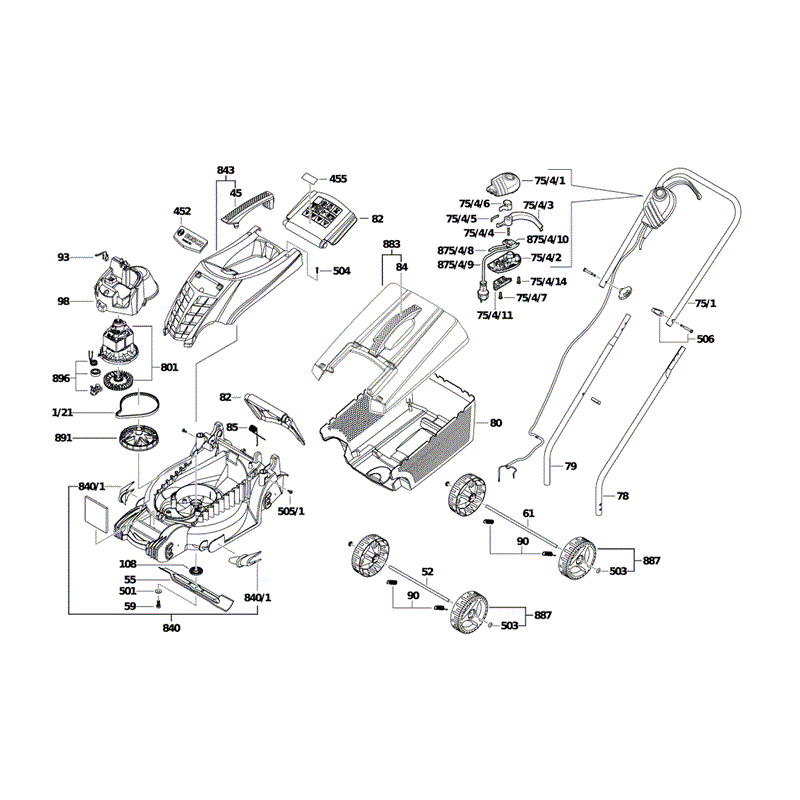 Bosch Rotak 32 (3600H85B71) Parts Diagram, Page 1