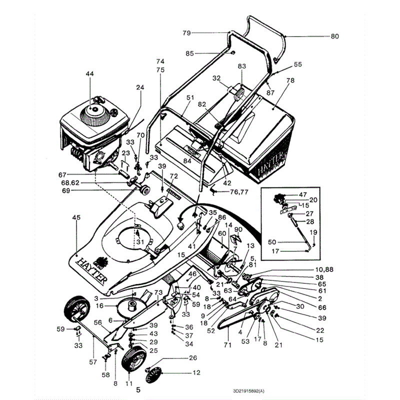Hayter Harrier 48 (219) Lawnmower (219015892-219023127) Parts Diagram, Main Frame Assembly